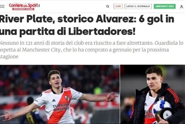 Les six buts de Julian dans le Corriere dello Sport.