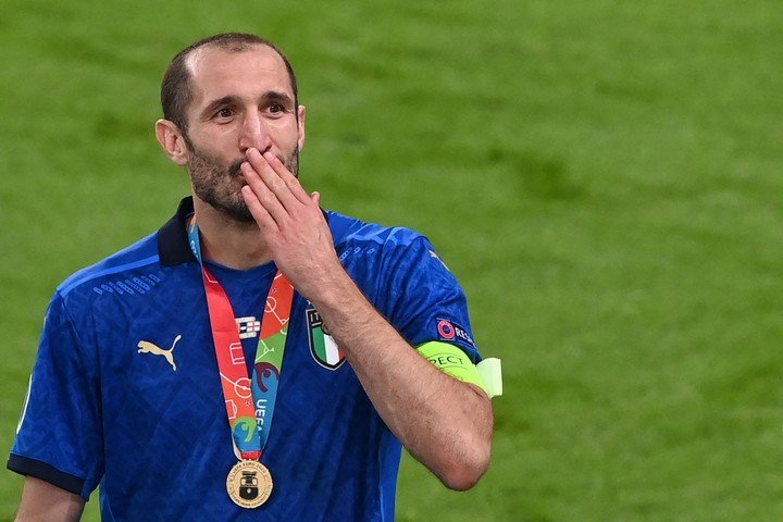 Les larmes de Chiellini lors de la victoire au dernier Championnat d'Europe (AFP).
