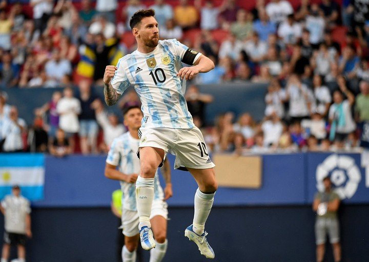 Messi célébrant avec l'équipe nationale (AFP).