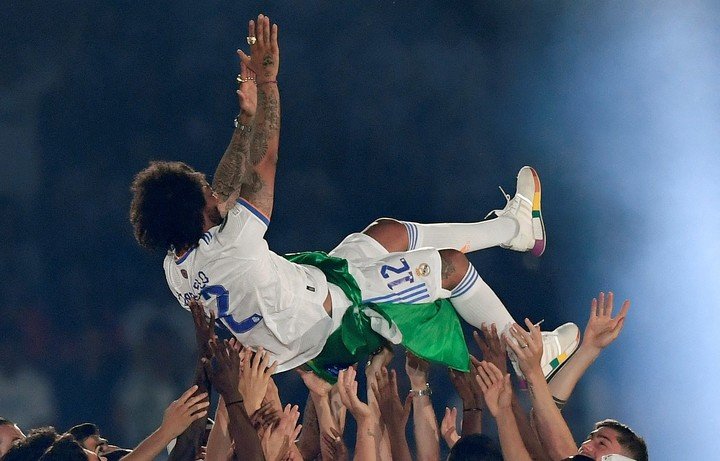 Lors des célébrations de la 14e Ligue des champions, ils en ont profité pour (Photo : OSCAR DEL POZO / AFP)