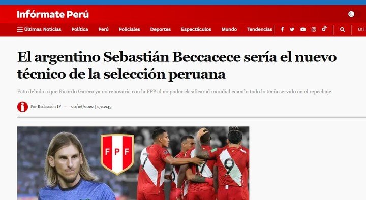 La presse péruvienne a balancé la possibilité que Becca aille au Pérou.