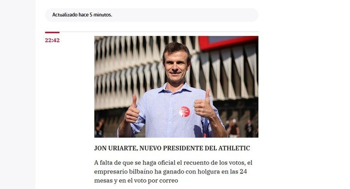 Uriarte sur le fait d'être annoncé par El Correo de Bilbao.
