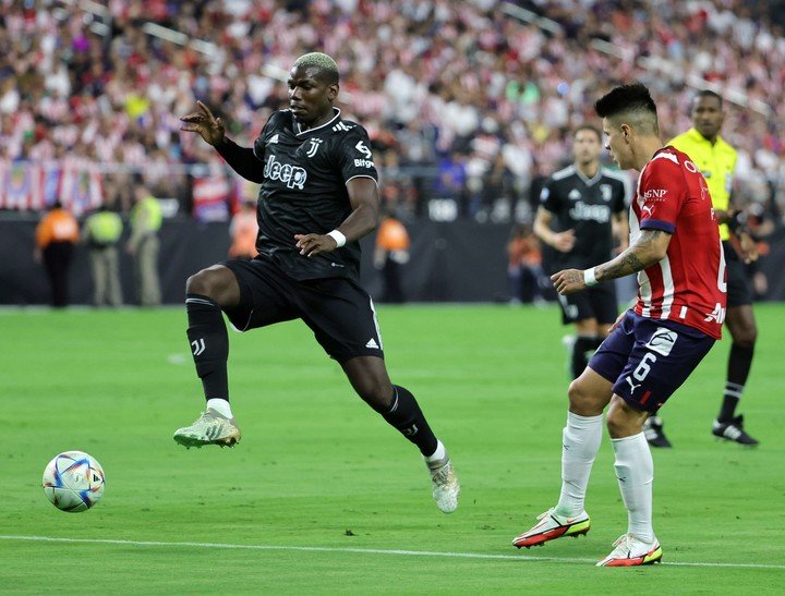Paul Pogba lors du match amical contre Chivas à Las Vegas (Photo : AFP).