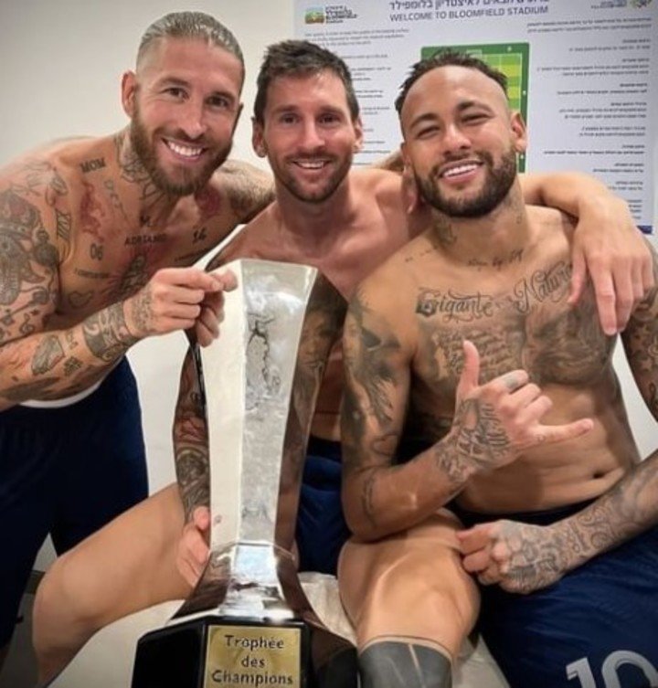 Messi avec Sergio Ramos et Neymar.