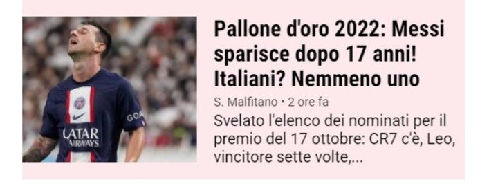 La Gazzetta Dello Sport a souligné l'absence de l'Argentin.