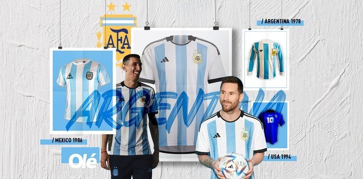 L'histoire du maillot de l'équipe nationale argentine lors des Coupes du monde.