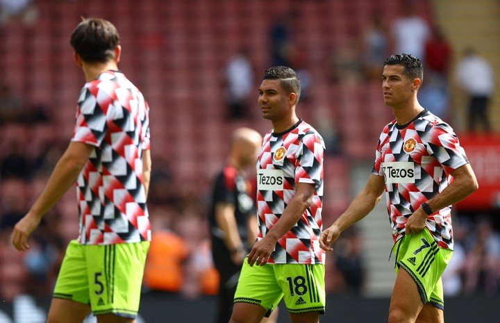Harry Maguire, Cristiano Ronaldo et Casemiro étaient remplaçants contre Southampton (Photo : REUTERS).