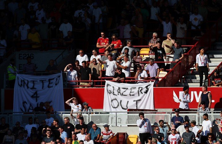 Protestations contre la famille Glazer à Manchester United, lors du dernier match.
