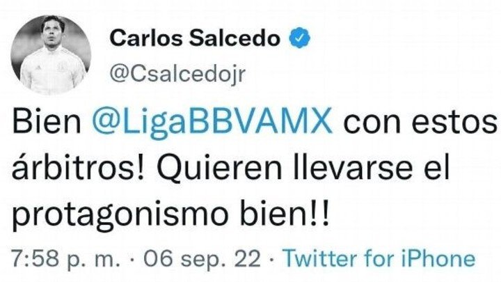 Le tweet de Carlos Salcedo.