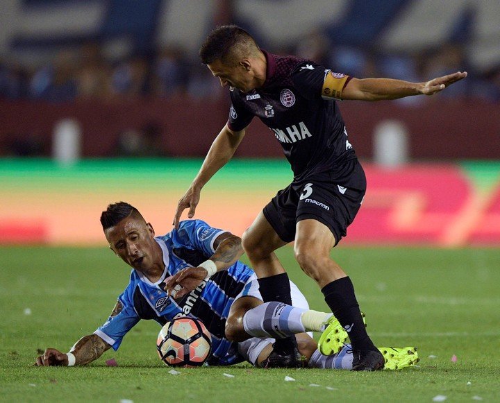 En finale contre Lanús en 2017 (AFP).