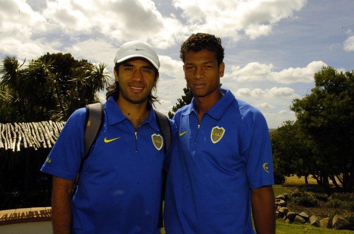 Freddy Guarín, avec Fabián Vargas, lors d'une pré-saison avec Boca (Jorge Sánchez).