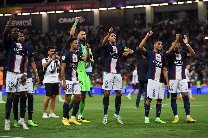 Une célébration. La victoire retentissante du PSG dans le sud de la France (AFP)