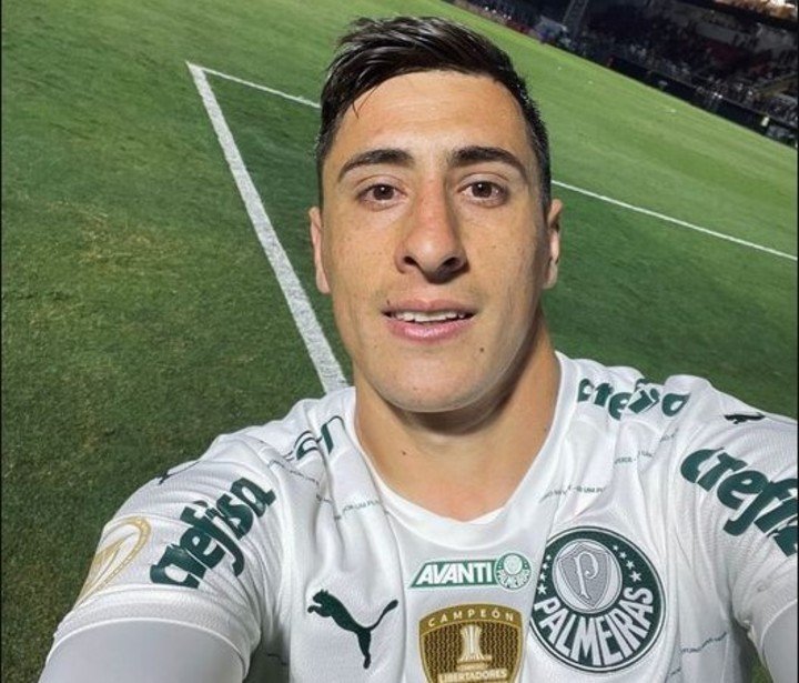 Le selfe de Merentiel après le but. Photo : Presse Palmeiras.