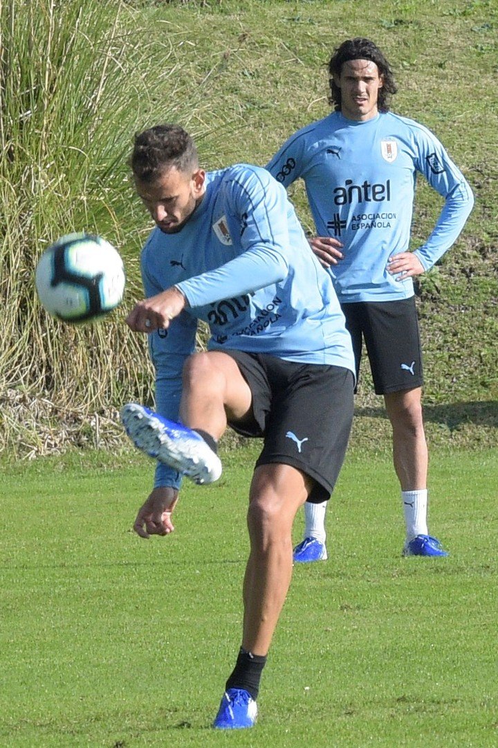 Stuani lors d'une ancienne séance d'entraînement avec l'équipe nationale uruguayenne.