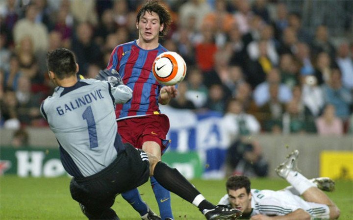 Lionel Messi a marqué son premier but en Ligue des champions contre le Panathinaikos.