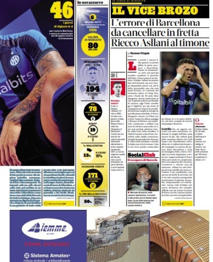 L'article dans la Gazzetta Dello Sport.