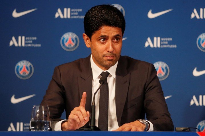 Nasser Al-Khelaifi, président du Paris Saint-Germain, s'est prononcé contre la Super League (Photo : AP).